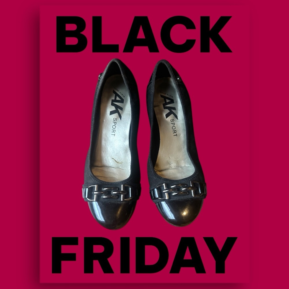 Anne Klein Sport Black Flats with Silver Accent